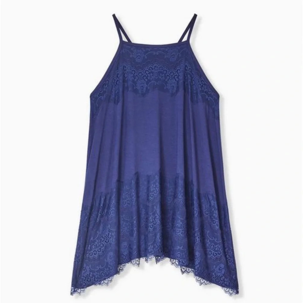 torrid Navy Blue Lace Trim Tank Top
